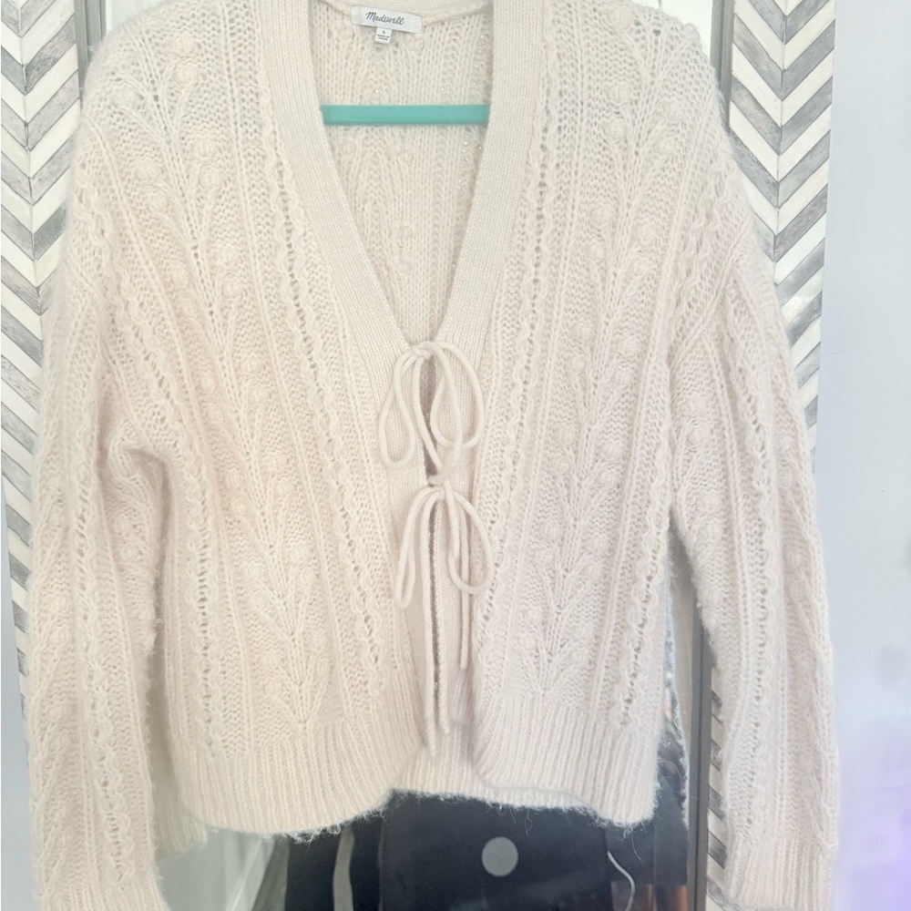 Madewell Cream Cardigan with Front Tie